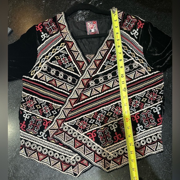 Johnny Was Aztec Embroidered Velvet Bolero - Picture 6 of 8